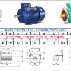 Động cơ điện 3 pha 0.55kw-8poles