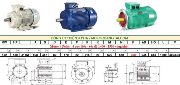 Động cơ điện 3 pha 132kw-4poles