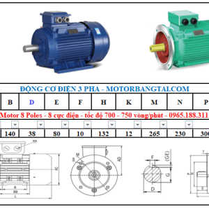 Động cơ điện 3 pha 2.2kw-8poles