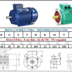 Động cơ điện 3 pha 1.1kw-8poles