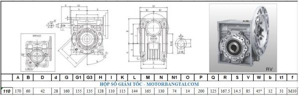 Hộp số giảm tốc NMRV size 110