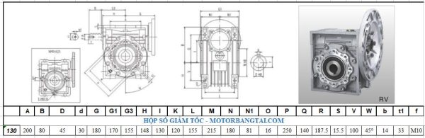 Thông số kỷ thuật hộp số giảm tốc NMRV size 30