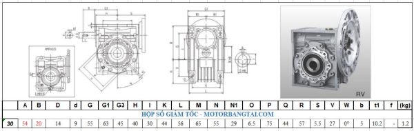 Hộp số giảm tốc NMRV 30