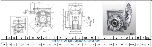 Hộp số giảm tốc NMRV 75