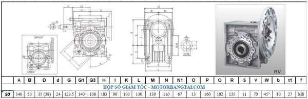 Hộp số giảm tốc NMRV 90