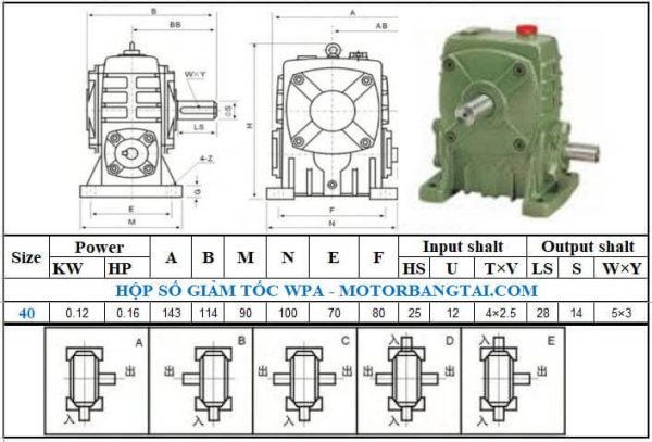 Hộp số wpa 40