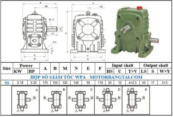 Hộp số wpa 50