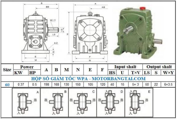 Hộp số wpa 60