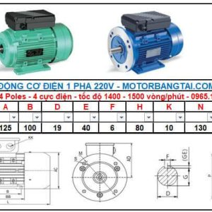 Motor điện 1 pha 0.37kw-4poles