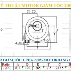 Motor giảm tốc 1 pha 5.5KW-7.5HP chân đế