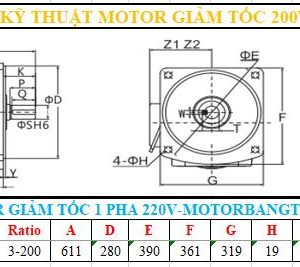 Motor giảm tốc 1 pha 5.5KW-7.5HP mặt bích