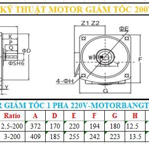 Motor giảm tốc 1 pha 750W-1HP mặt bích