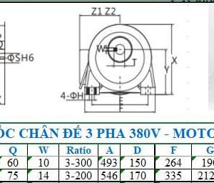 Motor giảm tốc 3 pha 3.7kw