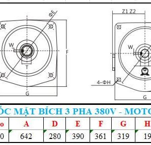 Motor giảm tốc 3 pha mặt bích 7.5kw