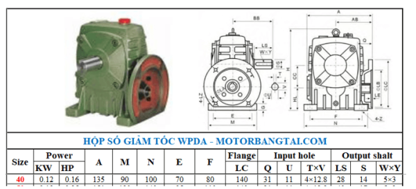 Hộp số wpda 40