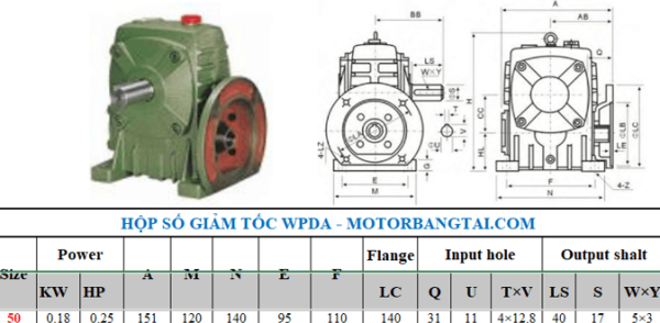 Hộp số wpda 50